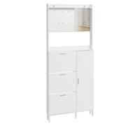 SoBuy FSR233-W Armario para Zapatos Blanco con Espejo y 3 Bandejas Extraíbles, Mueble de Entrada Organizador Estante FSR233-W