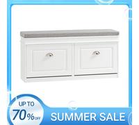 SoBuy FSR64-W Banco zapatero con cajones y cojín, con 2 tapas, blanco BHT, aproximadamente: 104x52x24cm BLANCO
