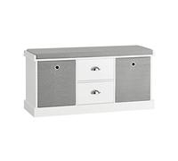 SoBuy FSR66-HG Zapatero Banco con 2 cajones y 2 cestas,Banco con almacenaje,L100 x P35 x H50cm,ES