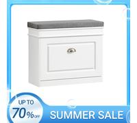 SoBuy FSR82-K Camión volquete de zapatos Mueble para zapatos con solapa Banco para zapatos con cojín de asiento Cómoda para zapatos Banco BHT aprox: 60x51x24cm Negro