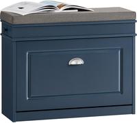 SoBuy FSR82-L-B: Zapatero con tapa, banco para zapatos con cojín, mueble para zapatos, banco azul, dimensiones aproximadas: 75 x 52 x 24 cm