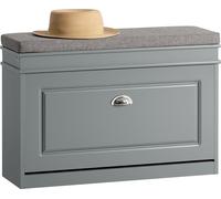 SoBuy FSR82-L-HG: Zapatero con tapa, banco para zapatos con cojín, mueble para zapatos, banco con asiento, color gris claro, dimensiones aproximadas: 75x51x24 cm