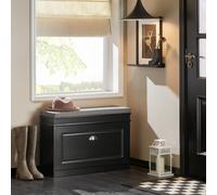 SoBuy FSR82-L-SCH Banco para zapatos con cojín y almacenamiento, armario con tapa, estante estrecho, banco ahorraespacio con almacenamiento para pasillo, salón, dormitorio, hasta 150 kg Negro Negro
