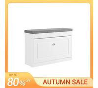 SoBuy FSR82-L Mueble zapatero con tapa, banco zapatero con cojín, cómoda, banco, dimensiones aproximadas 75x51x24cm Marfil