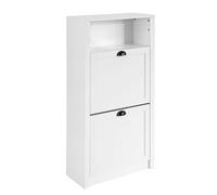 SoBuy FSR87-K-W Zapatero con 2 Puertas Abatibles Zapatero Estrecho Organizador para Zapatos Blanco 60 x 24 x 110 cm ES