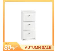 SoBuy FSR94 Zapatero tipo camión de basura con 3 compartimentos abatibles y 6 superficies de almacenamiento, cajonera para zapatos, estantería para zapatos BLANCO