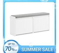 SoBuy FSR98-XL Camión volquete de zapatos Mueble para zapatos con 2 aletas Banco para zapatos con cojín para asiento Cómoda para zapatos Banco BHT aproximadamente 100x46x26cm BLANCO