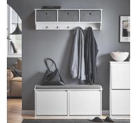SoBuy FSR98-XL-W Armario para zapatos, banco para zapatos con asiento, estante con almacenamiento, tapa, cojín, carga hasta 158 kg, para pasillo, salón, 100x46x26 cm, Blanco BLANCO