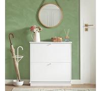 SoBuy Zapatero Entrada Recibidor, Mueble Zapatero Estrecho con 2 Solapas, Organizador Estrecho para Pasillo - Mueble Recibidor Entrada -Ideal para Espacios Reducidos 76x18x78cm Blanco FSR99-W