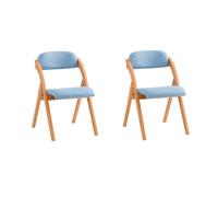 SoBuy FST92-BLx2 Lote de 2 Sillas Plegables de Madera con Asiento y Respaldo Tapizado Sillón para Cocina, Oficina 47 x 60 x 77 cm Azul ES