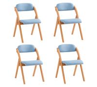 SoBuy FST92-BLx4 Lote de 4 Sillas Plegables de Madera con Asiento y Respaldo Tapizado Sillón para Cocina, Oficina 47 x 60 x 77 cm Azul ES