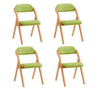 SoBuy FST92-GRx4 Lote de 4 Sillas Plegables de Madera con Asiento y Respaldo Tapizado Sillón para Cocina, Oficina 47 x 60 x 77 cm Verde ES
