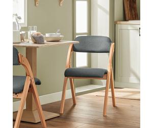 SoBuy FST92-SG Silla de oficina, silla plegable de madera acolchada, ergonómica para cocina y comedor, plegable y ahorraespacio, montada, para cocina, balcón y oficina, Gris oscuro 47.5 x 77 x 59 cm N