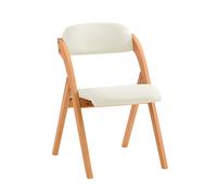 SoBuy FST92-W Silla Plegable de Madera con Asiento y Respaldo Tapizado Sillón para Cocina Oficina Blanco 47 x 60 x 77 cm ES