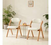 SoBuy FST92x2 Silla plegable tapizada de madera, juego de 2 sillas ergonómicas, plegables y que ahorran espacio, acabado montado 47,5x77x59cm Gris claro