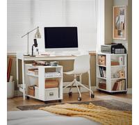 SoBuy FWT41-WN Escritorio, mesa, mesa computadora, mesa oficina blanco/Natural, medidas aprox. 125x80x52cm
