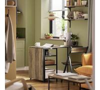 SoBuy FWT62-N Mesa de comedor plegable con 3 estantes, mesa plegable, mesa de cocina, mesa de madera, diseño industrial Caqui oscuro