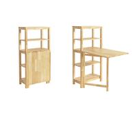 SoBuy FWT70-N Mesa de Comedor Plegable de Madera de Caucho con Estantes Mesa de Oficina Mesa para Cocina 98x126x60cm ES