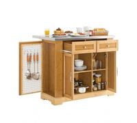 SoBuy Isla de Cocina con Mesa Extensible y Ruedas Ocultas, 107×46-71×92 cm