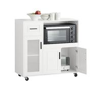 SoBuy Isla de Cocina con Ruedas y Frenos & Hueco microondas, 88,5x89x40cm