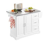 SoBuy Isla de Cocina, encimera INOX antihuellas Extensible, 130×46-71×91 cm