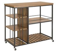 SoBuy Isla de Cocina Móvil con Estantes y Ruedas, Estilo Industrial Isla de cocina móvil con encimera rectangular SVW18-II-F