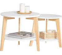 SoBuy, juego de 2 mesas auxiliares, madera de caucho, 2 unidades, color blanco