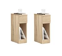SoBuy Juego de 2 Mesita de Noche Estrecha 20 cm con cajón Mesa de Noche ahorradora de Espacio & mesilla de Noche para Espacios pequeños Dormitorio salón Natural 20x35x60 cm FBT111-Nx2