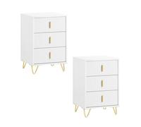 SoBuy Juego de 2 mesitas de Noche con 3 cajones, 40x40x63cm Dormitorio