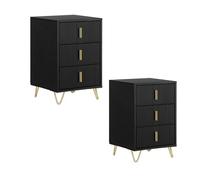 SoBuy Juego de 2 mesitas de Noche con 3 cajones, 40x40x63cm Dormitorio
