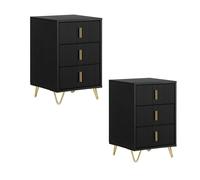 SoBuy, juego de 2 mesitas de noche con 3 cajones, mesa auxiliar para sofá, mesita de noche, color , dimensiones aproximadas: 40 x 63 x 40 cm (FBT115-L-SCHx2)