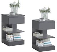 SoBuy, juego de 2 mesitas de noche estrechas, con 1 cajón y 2 estantes. Mesa auxiliar moderna, mueble de almacenamiento para el dormitorio. Modelo: FBT49-HGx2
