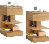 SoBuy, juego de 2 mesitas de noche estrechas, con 1 cajón y 2 estantes. Mesa auxiliar moderna, mueble de almacenamiento para el dormitorio. Modelo: FBT49-Nx2