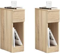 SoBuy, juego de 2 mesitas de noche estrechas, mesitas auxiliares con cajón y estante, mesitas de noche para dormitorio o sala de estar, modelo FBT111-Nx2