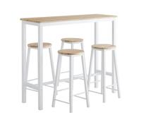 SoBuy Mesa Comedor, Juego de Mesa Alta con 4 Taburetes, Mesa y Sillas de Comedor para Espacios Reducidos, Conjunto de Bar Moderno Blanco OGT22-WN