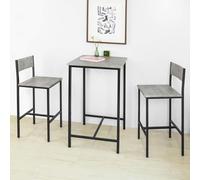 SoBuy, juego de mesa de bar de 3 piezas con sillas, ideal para bar, comedor, bistró, incluye 2 taburetes y un conjunto de asientos