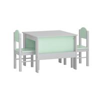 SoBuy Juego de Mesa y Silla Infantil de Madera Escritorio Infantil con 2 sillas Muebles Infantiles para Niños Verde y Gris KMB88-HG ES