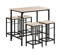 SoBuy Juego de Mesa y Taburetes para Comedor Set de Mesa Alta de Bar y 4 Taburetes Intustrial OGT11 ES Black,brown