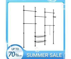 SoBuy KLS04-II Soporte telescópico para vestidos Vestidos robustos Bar Gabinete abierto ajustable para vestidos con almacenamiento para carrito de dormir Gris claro