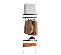 SoBuy KLS07-SCH Soporte para vestidos con varilla telescópica Con 1 barra para vestidos y sistema de guardarropa telescópico de 3 estantes BLANCO