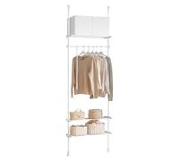 SoBuy KLS07 Soporte para vestidos de barra telescópica con 1 barra de vestidos y sistema de armario telescópico de 3 estantes Negro