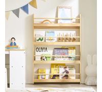 SoBuy KMB08-W Estantería para niños Estantería para niños Colgador de pared Sin estante de almacenamiento con 4 estantes para libros y decoración Nature
