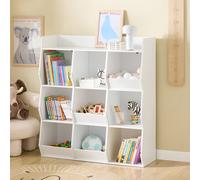 SoBuy KMB120-W Librería Infantil Montessori 9 Compartimentos Abiertos, Almacenamiento de Juguetes Blanco 95x105x34cm Marfil