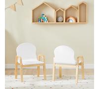 SoBuy KMB24-Wx2 juego silla sillas regulable en altura con reposabrazos y respaldo asiento blanco altura 23-35cm BLANCO