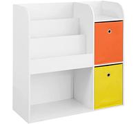SoBuy KMB37-W Organizador de Juguetes Estantería Infantil con Cajas de Colores Estantería de Almacenamiento Multifuncional con 2 Cajas 89 x 35 x 88 cm ES