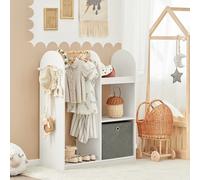 SoBuy KMB40 Armario infantil con 3 ganchos, armario con cajones, armario para habitación infantil, muebles, estante para ropa para niños White