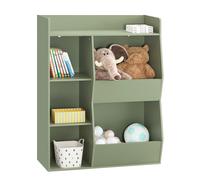Sobuy biblioteca infantil para juguetes con 5 compartimentos 80x34x104cm verde kmb55-k-gr