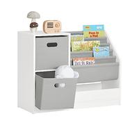 SoBuy KMB76-W Librería Infantil para niños de Altura de 5 Niveles Estantería Infantil Organizador de Juguetes Multifuncional con 2 Cestas y 1 Compartimiento 80 x 30 x 61 cm Blanco ES
