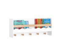 SoBuy KMB78-W Armario para niños con estante, estantería para niños, colgadores de estantes de pared, sin armario, tira de armario para niños BLANCO