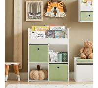 SoBuy KMB79-W Niños 2 Estantería de boxeo de tela Organizador de juguetes para habitación de NIÑOS Blanco BHT aproximadamente 60x80x34 cm Verde claro